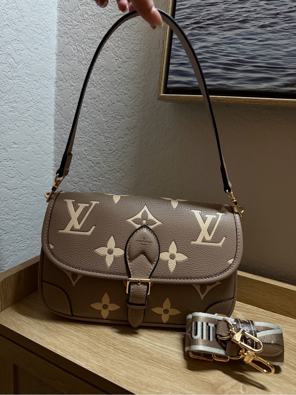 Brown Monogram Shoulder Bag - Taupe Floral Motif